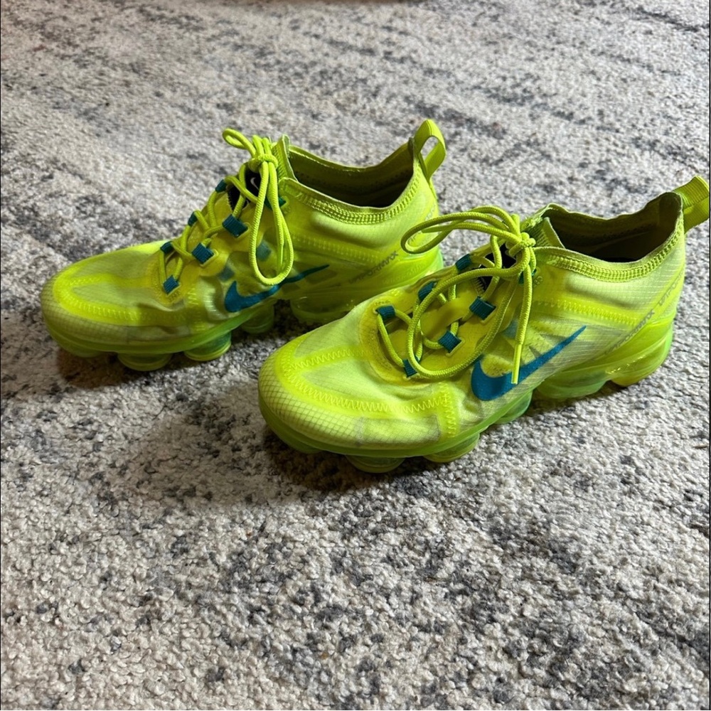 Nike Women’s VaporMax Plus Shoes - Neon Green and Blue